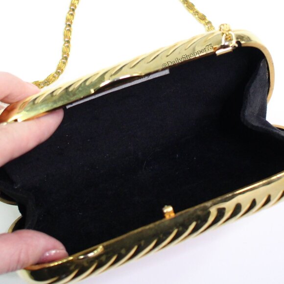 Vintage Women's Metallic Gold Mini Hard Case Crossbody Purse - Picture 5 of 8